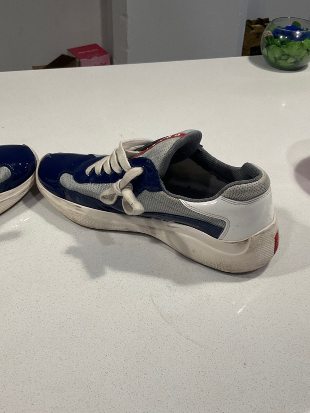 Men's Blue and White Prada Sneaker - Picture 5 of 11